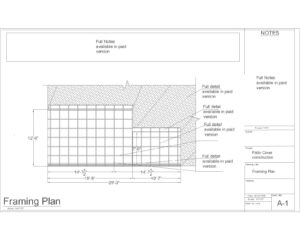 29x12 Patio Cover Plan Set – Framing, Concrete Footing, and Elevation for DIY or Permit Use